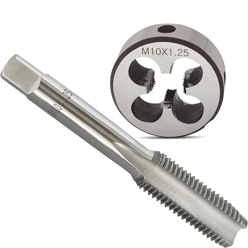 Image of M10x1.25 Tap and Die Set, Metric Right Hand M10 x 1.25 Tap Die Set, HSS M10 x 1.25mm Threading Tool Suitable for Various Metals
