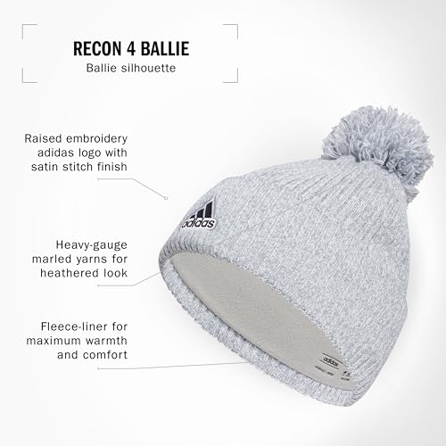 Image of adidas Men's Recon Ballie Pom Beanie | Warm Double-Layer Knit, Soft Stretch Fabric, Snug Coverage, Cold-Weather Ready