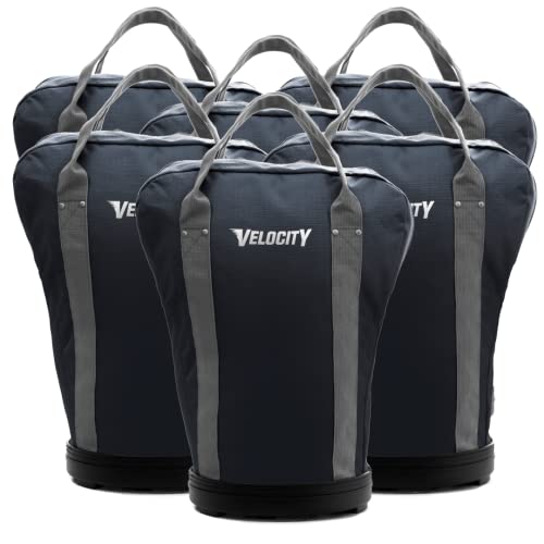 Velocity Heavy Duty Multipurpose Ball Bag with Durable Bottom - Holds up to 60-72 Balls - Ideal for Lacrosse, Baseball, Pickleball, Tennis & More, Black, 6-Pack