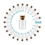 XHPHAPACK 6ml 24 pcs Small Glass Bottles With Corks USP Type1 Class A Mini Clear Glass Vials With Corks Stoppers DIY Art Craft Storage Small Jars With Cork Lids for Home and Holiday Party Decoration