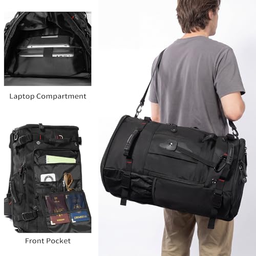 Image of YOUMIAN Large Capacity For Travel Hiking Sports Carry On Backpack Durable Convertible Duffle Bag Laptop airplane (black, 45L-DualMainOpening)
