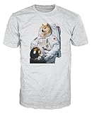 Hochwertiger Druck Doge Dog Astronaut Funny T-shirt (L, Ash Grey)
