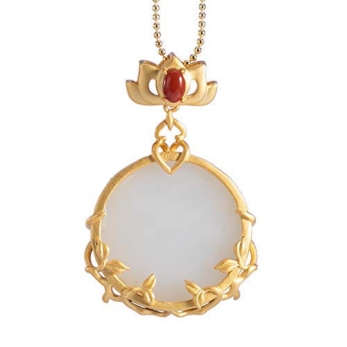 Chaîne de pull pendentif en jade blanc Hetian argent 925 style intemporel