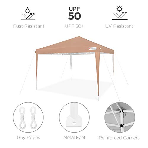 Best Choice Products 10X10Ft Pop Up Canopy Outdoor Portable Folding Instant Lightweight Gazebo Shade Tent W/Adjustable Height, Wind Vent, Carrying Bag - Tan #TOP3