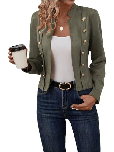 Mina Self Womens Cropped Suede Blazer Jacket 2024 New Spring Fashion Casual Lightweight Petite Fitted Office Outwear Suit…2