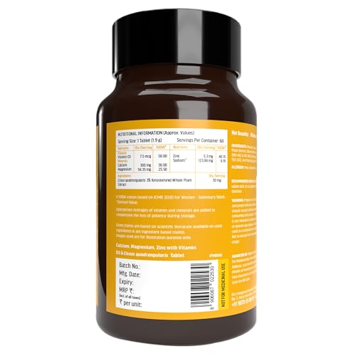 Image of hk vitals Calcium, Magnesium and Zinc Tablets with Vitamin D3 & Fish Oil (60 Tablets Each) Combo Pack | 1000mg Omega 3 with 180 mg EPA & 120 mg DHA