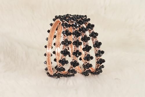 Image of NMII Stylish Pearls Beads Bangles Set For Women & Girls | Women's Bangles Bracelet | Metal Bangles Kada Set For Wedding, Party, Festival, Daily | Women's Fashion Jewellery- Set of 4