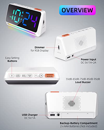 Xuanzit XZT80-1 Led Digital Clock For Bedroom, Super Loud Alarm Clock thumb #1