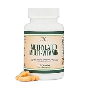 Methylated Multivitamin (Methylated and Activated Vitamins Only – Methylated B Complex with Trimethylglycine (TMG) and Methylfolate)(Non-GMO, Gluten Free MTHFR Supplement) 120 Capsules by Double Wood