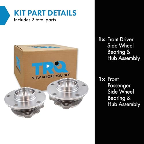 Image of TRQ Front Left and Right Wheel Bearing and Hub Assembly Set 2 Piece Compatible with 11-14 BMW 535i 12-14 528i 10-14 535i GT 11-14 550i 10-14 550i GT 2011 550i GT xDrive 12-14 640i 12-14 650i