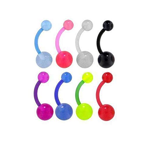 Flexi Navel Belly Button Rings Glow in the Dark 14g 7/16" Length