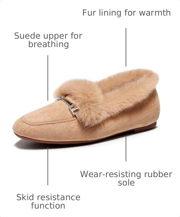 Image of VenusCelia Women's Cozy Furry Flat Shoe