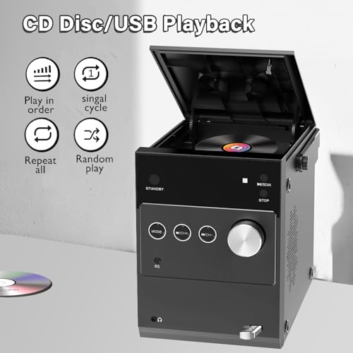 Image of LONPOO Portable CD Player Boombox 20W Stereo System with Remote Control