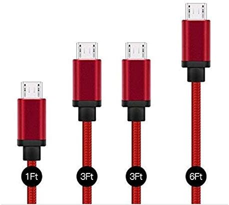 Micro USB Cable, Benicabe (4-Pack,1Ft+2x3Ft+6Ft) Nylon Braided Sync and Fast Charging Cord for Samsung Galaxy S7 Edge/ S7 S6 Note 5, Nexus, Android Charger and More (Molten Lava)