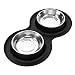 TRIPLE TREE Large Dog Bowls, with 2X 51 OZ Stainless Steel Pet Bowls for Food and Water,No Spill/Non-Skid Silicone Mat, for Feeding Dogs Cats and Pets