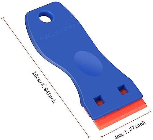 Plastic Razor Blades Scraper, 4PCS Plastic Scraper 10PCS Blades, Putty Knife Scratch-proof, Car Glass Windows Tile Desktop Cleaning Tool, for Glue Labels Stickers Decals (Plastic)