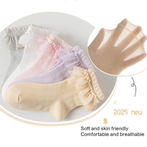 Set Of 5 Pairs Children's Ankle Socks Short With Decorative Ruffled Decoration For School And Outdoor Activity Toddler4