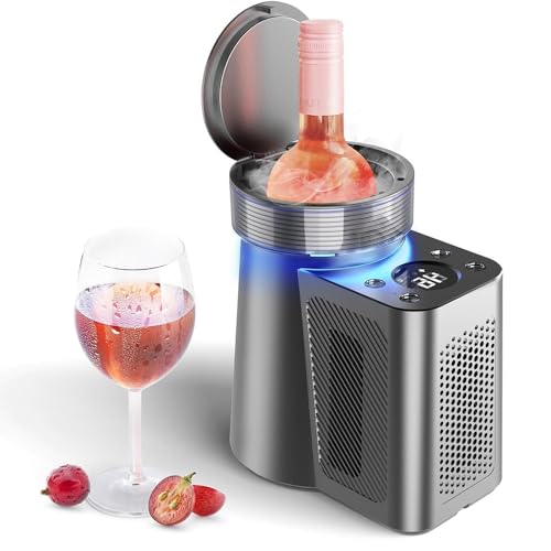Enfriador de vino eléctrico para botellas de 750 ml, control de temperatura LCD para vino, champán, café, té helado, limonada, enfriamiento rápido, fácil de usar