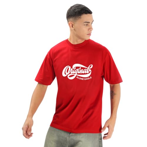 Image of Men's Half Sleeve Oversized Tshirt, Round Neck Longline Drop Shoulder Printed Loose Fit T-Shirt
