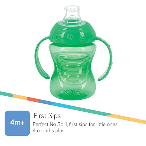 image for Nuby 3 Pack Two Handle No Spill Toddler Sippy Cups - Toddler Cups Spil