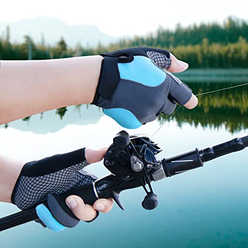 Bessteven Fishing Gloves Sailing Sun Gloves: Enhance Grip Glove For Kayaking Canoeing Rowing Paddling Windsurfing Kiteboarding Jet Skiing Riding Biking Lightweight Medium-Blue #TOP1