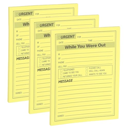PATIKIL 3 Pack While You were Out Message Pad, 4.25 x 5.5 Sticky Notes Notepads 50 Sheets Per Pad Memo Phone Message Pads for Office, Yellow