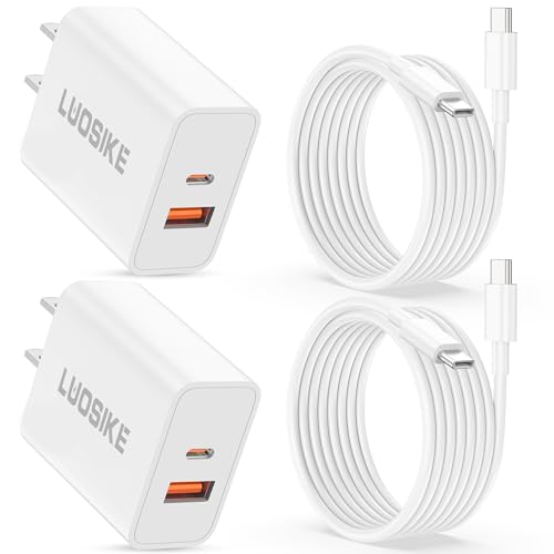 iPhone 17 16 15 Pro Max Charger Fast Charging 2-Pack 40W Dual Port USB C Fast Wall Charger Block with 6FT Type C Cable Cord for iPhone 17/17 Pro/17 Pro Max/Air/17e/16/16 Pro Max/15/15 Plus iPad Pro