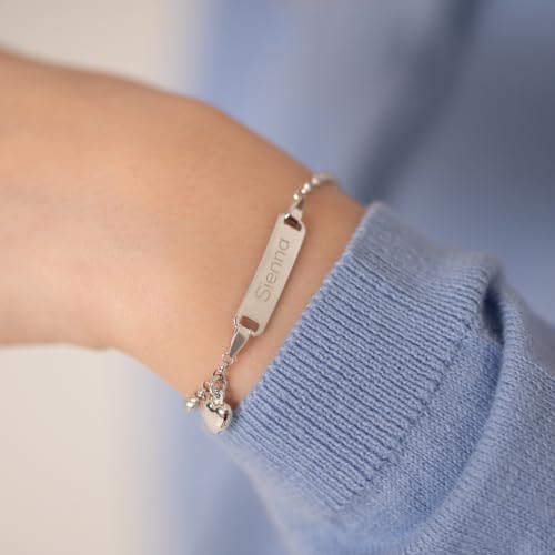 In Season Jewelry SS-02-00089 925 Sterling Silver Girl'S Adjustable & Engravable Heart Tag Id Bracelet thumb #2