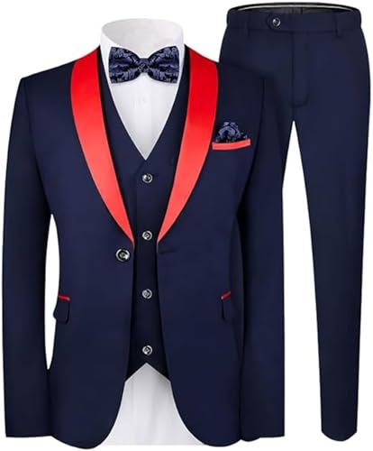 Formal Men Suit 3 Piece Slim Fit Men's Tuxedo Suits for Party Prom Blazer Jacket Suit Vest Pants Set