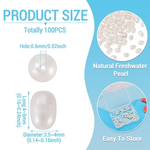 Image of Beadthoven 100pcs Natural Freshwater Cultured Pearls 4-6mm Rice Oval Loose Beads Real Pearls for Summer DIY Bracelet Necklace Earrings Jewelry Making