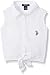 U.S. Polo Assn. Girls' Lace and Jersey Sleeveless Tie Front Shirt
