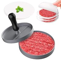 Burgerpresse Antihaft mit 100 Patty Papieren,GeeRic Robuste Hamburger Presse aus Aluminium für Grill,11 cm, Spülmaschinengeeignet