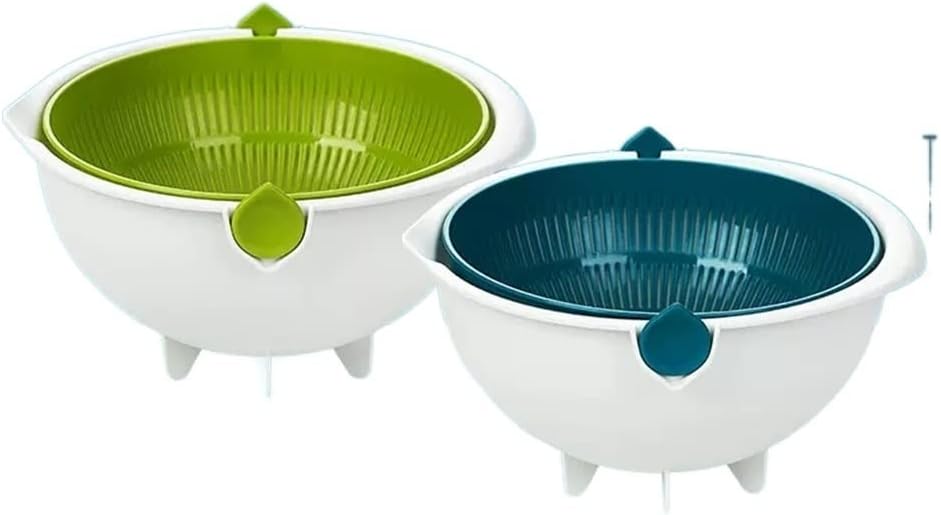 2 Washing Basin Double Drain Water Basket Washing Vegetable Basket Fruit Home Kitchen Leaking Basket Fruit Tray (D As Shown)