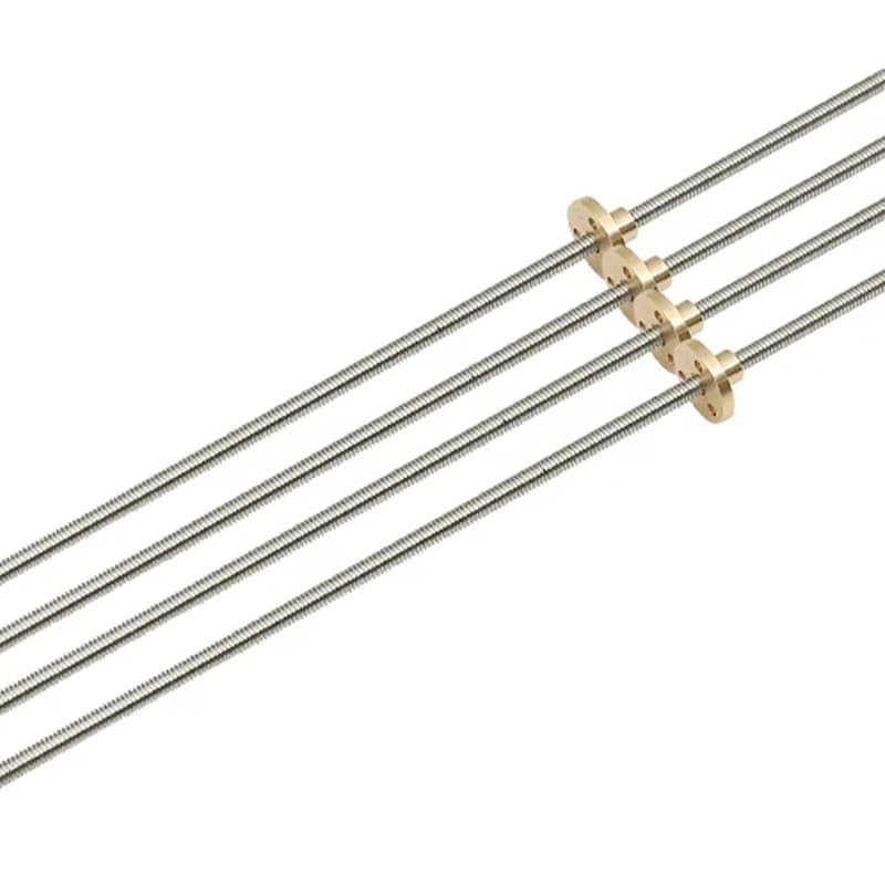 T5-Schraube 304 SUS 5 mm Durchmesser 1 mm Steigung 4 mm mit Messingmutter for Drucker(500mm)