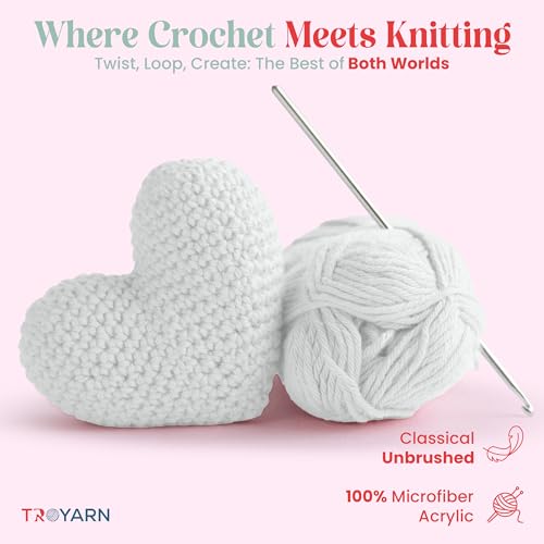 Image of TROYARN Summer (2- Skeins Pack) Silk Effect Hand Knitting Yarn Crochet Art Lace Craft 100% Microfiber Acrylic 2x100 gr (2x383 yds) (1051055 - Sugar White)