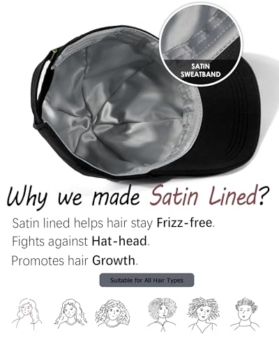 Image of Womens Satin Lined Unstructured Baseball Cap Unisex Silk Lining Washed Cotton Adjustable Vintage Dad Hat