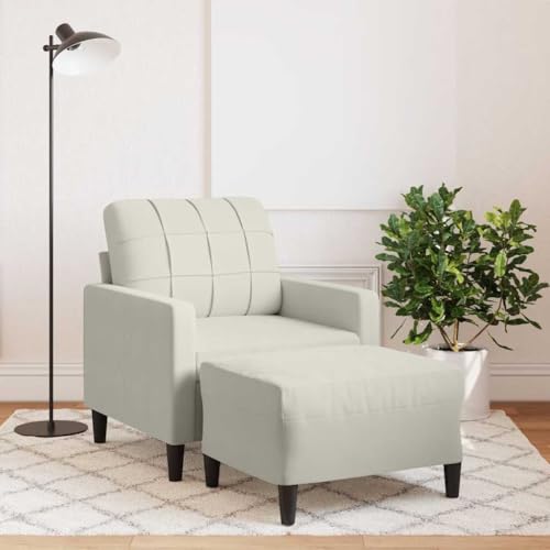Teenpull Sillón con taburete color crema d…
