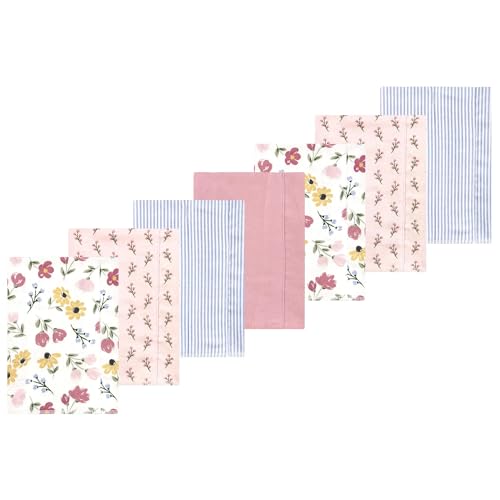 Image of Luvable Friends Hudson Baby Flannel Burp Cloths 7pk, Painted Floral