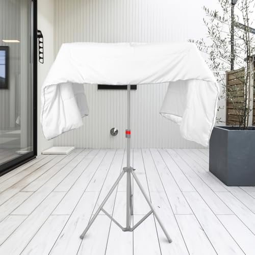 BAOYOUNI Wäscheständer Klappbarer Kleiderständer Platzsparendes Wäschetrockner Bügelwäscheständer Aufhängelänge 125,3cm Höhenverstellung 96,6-158cm für Drinnen und Draußen, Silbergrau