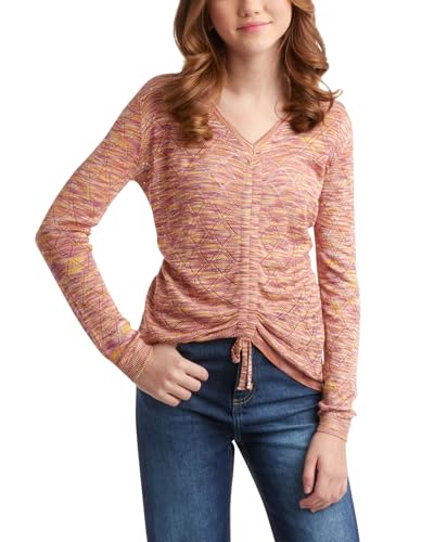 Image of Steve Madden Girls' Shirt -Lightweight Casual Knit V-Neck Long Sleeve Shirt - Cute Top for Girls (4-16)