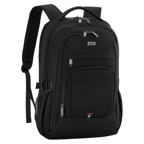 Image of DUSLANG 17 Inch Laptop Backpack for Travel Water Resistant College Backpack for Men Women Laptop Bag with USB Charging Port black lock,Black