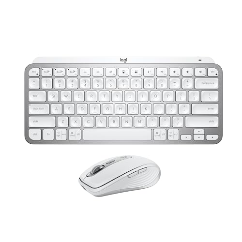 Image of Logitech MX Keys Mini Keyboard + MX Anywhere 3S Wireless Mouse - Fluid Typing, Backlit Keys, Fast Scrolling, USB-C, Bluetooth, Compact, Multi-OS Compatiblei - Pale Grey