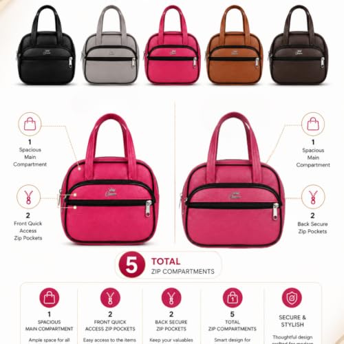 Image of Women's Stylish Trendy Leather Mini Handbag - Fashionable, Compact Purse for Casual and Formal Occasions