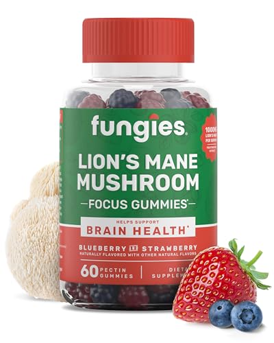 Fungies Lion's Mane Mushroom Gummies, Mixed Blueberry & Strawberry Flavor - Mushroom Supplement...