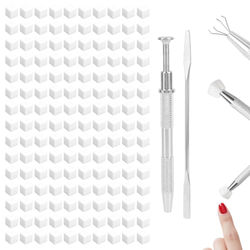 150pcs Soft Nail Sponges for Ombre, with 1 Grabbing Pen & 1 Mixing Spoon Manicure Nail Art Tools and Accessories Supplies for Home DIY & Salon Use