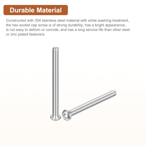 DTGN M6-1x70mm Button Head Socket Cap Screws - 10Pack - Good for Machine - 304 Stainless Steel 18/8 - Hex Drive Full Thread Fasteners - Image 3