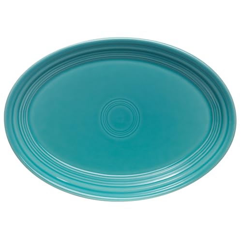 Fiesta® 9 5/8” Small Oval Serving Platter – Durable Ceramic, Lead-Free, Dishwasher/Microwave/Oven Safe – Made in USA - Turquoise