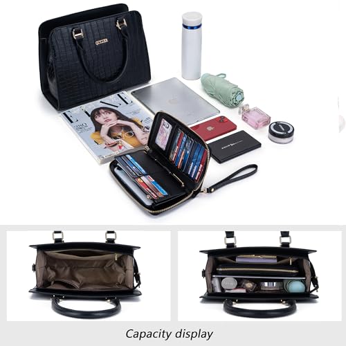 Qiyuer Satchel Purses For Women Top Handle Bag Purse And Wallet Set Work Tote Bags 2pcs4