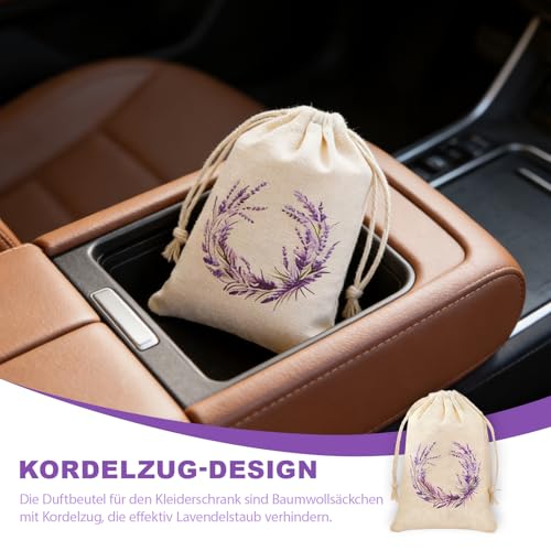 12 Stück Lavendelsäckchen Leer zum Befüllen, Staubdichte Baumwollbeutel mit Kordelzug – Duftsäckchen für Getrocknete Lavendelblüten, Mottenschutz für Kleiderschrank Auto Schmuck Gewürze und Kräuter
