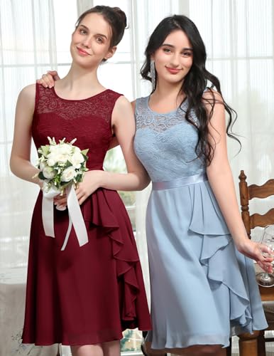 Image of BeryLove Womens Boat Neck A Line Sleeveless Lace Formal Homecoming Dress